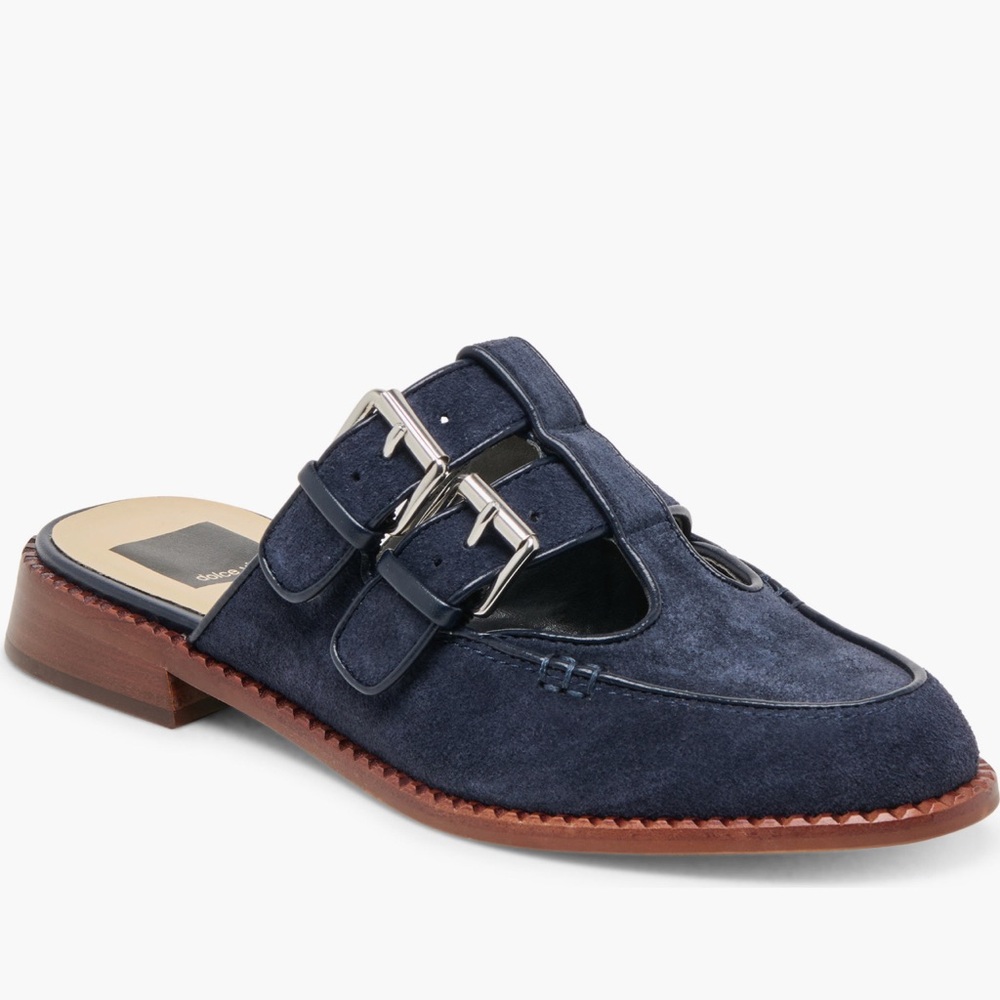 Dolce Vita Navy Suede Mules Loafers Worn Once
